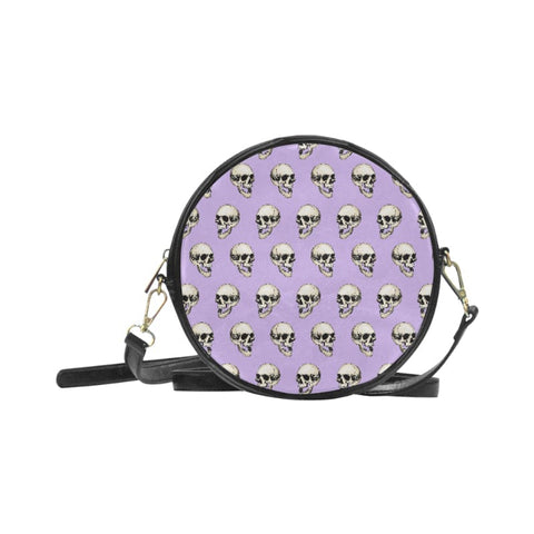 Purple With Skull Heads Round Sling Bag