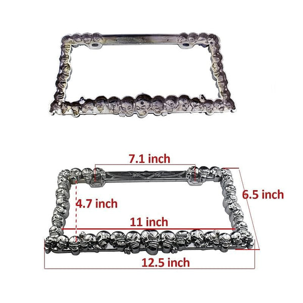 1 or 2pcs Front Rear Skull License Plate Frame for Auto or Truck