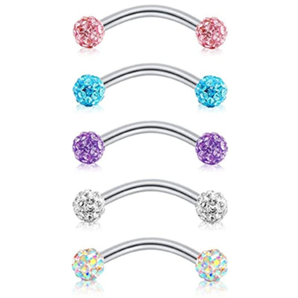 Surgical Steel Crystal Curved Barbell Eyebrow Piercing
