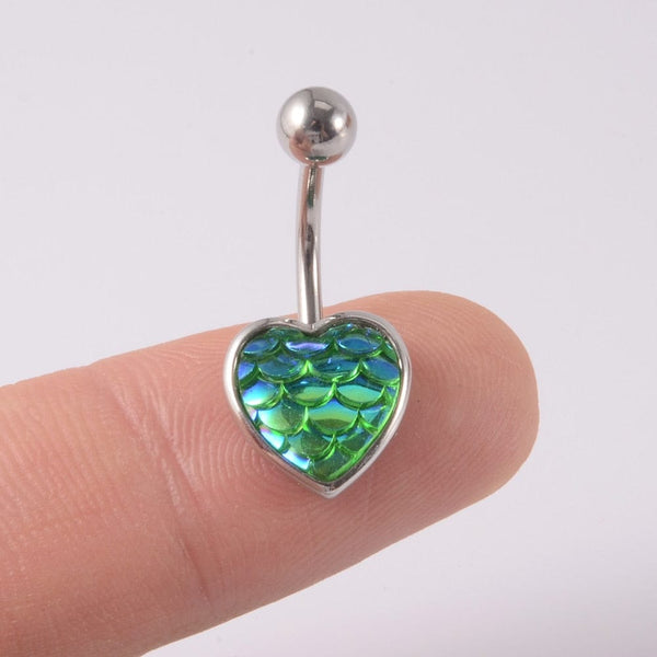 1Pc Navel Piercing Heart Love Surgical Steel Body Jewelry