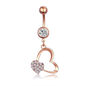 Rose Gold or Silver Heart Belly Button Ring Navel Piercing