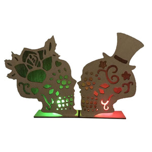 Floral Mr & Mrs Skeleton Head Light Up Table Decor Centerpiece