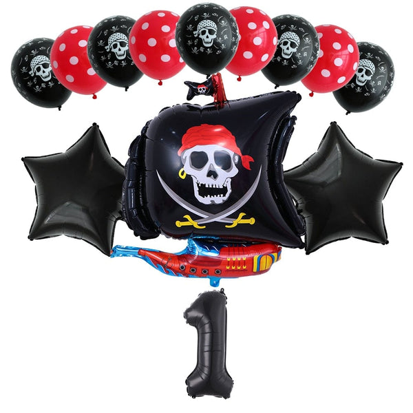 13Pcs/set Pirate Boat Skull Latex Balloons Birthday Theme Party Supplies