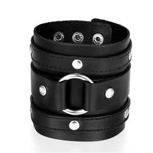 Black Adjustable Cuff Punk Bracelet