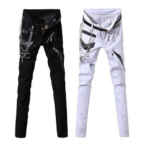 Men's Patchwork Punk Gothic Multi Zippers Pants