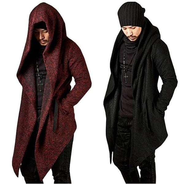 Men's Steampunk Gothic Hooded Red or Black Jacket