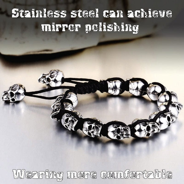 Stainless Steel Hand-woven Skull Bracelet
