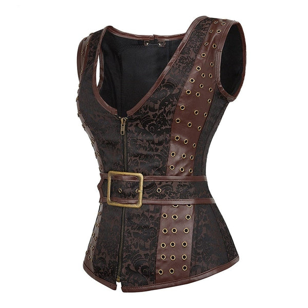 Steampunk Gothic Corsets And Bustier Leather Steel Boned Corset