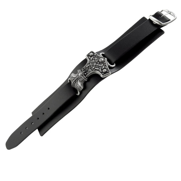 Hammer of Thor Adjustable Length Leather Bracelet