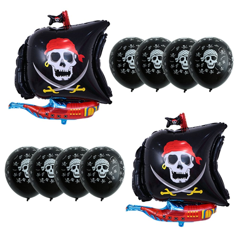 10pcs Pirate Ship Balloons Skull Polka Dot Latex Helium Balloon Birthday Theme Party