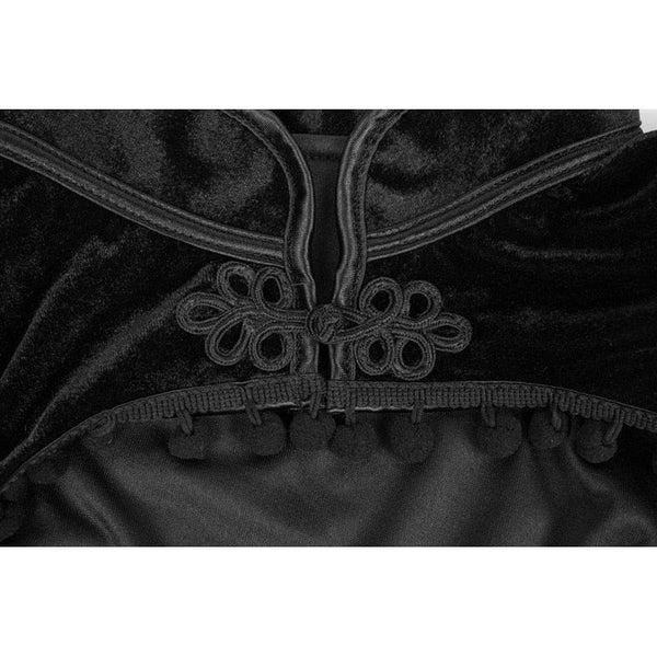 Gothic Black Velvet Short Steampunk Crop Jacket Long Sleeve