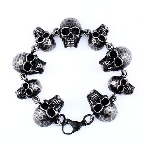 Stainless Steel Punk Retro Large and Small Skull Bracelet