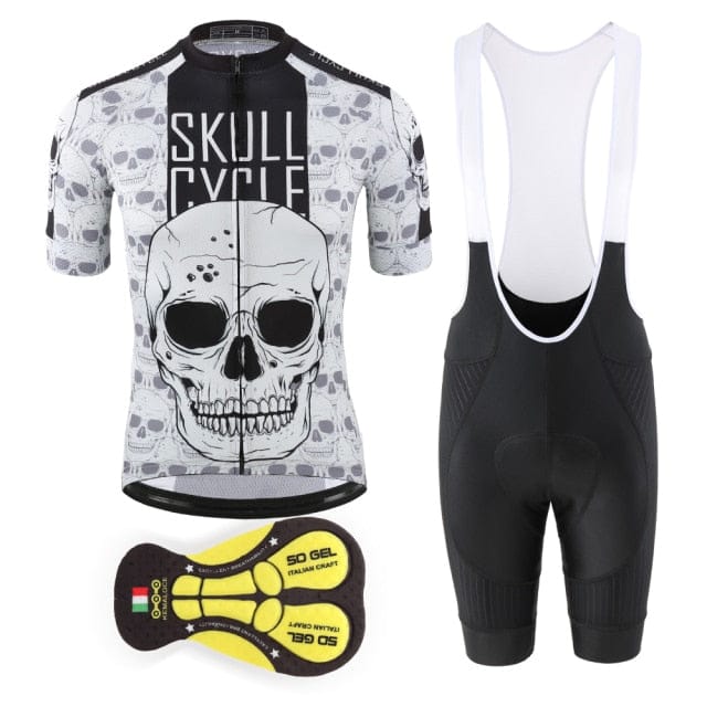 Skull Reflective Cycling Jersey Bike Shorts Sun Protection Bicycle Suit