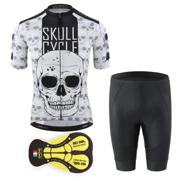 Skull Reflective Cycling Jersey Bike Shorts Sun Protection Bicycle Suit