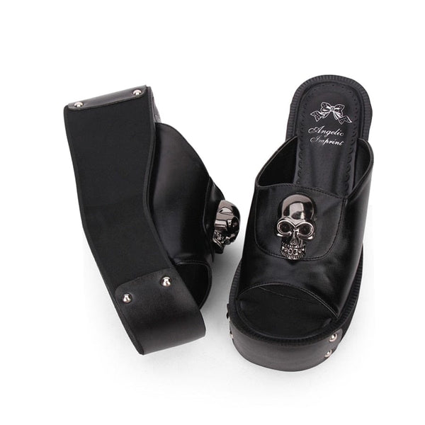 Women's Skull Rivets Dark Gothic Platform Sandals