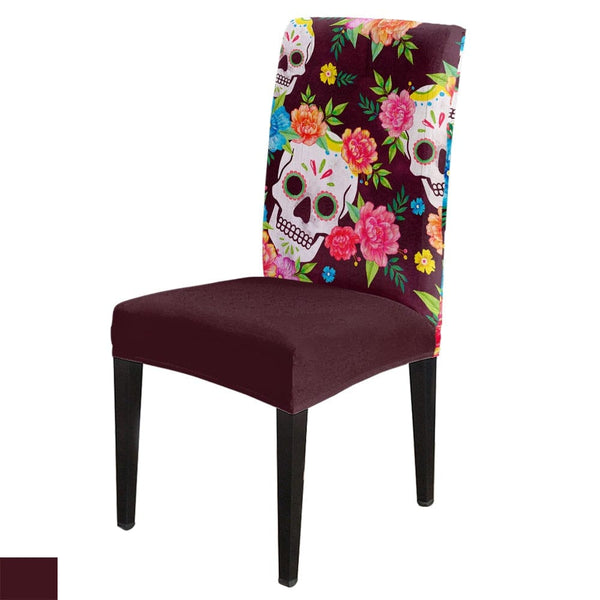 Mexican Skull Red Flowers Print Table Cloth & Dining Chair Covers