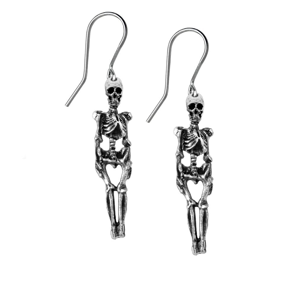 Miniature skeleton, pewter earrings on surgical steel ear-wires - Skull Clothing and Accessories Skull only Merchandise