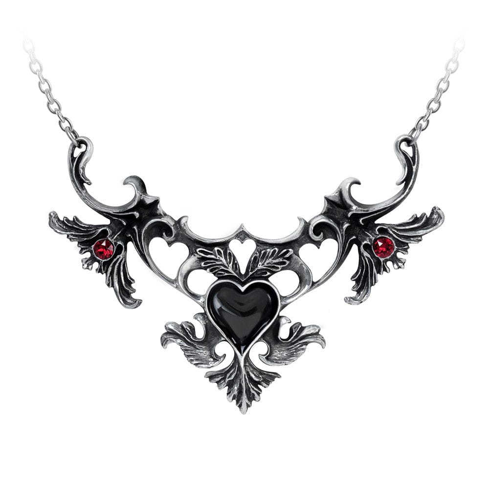 Goth Red & Black Crystals My Love Necklace