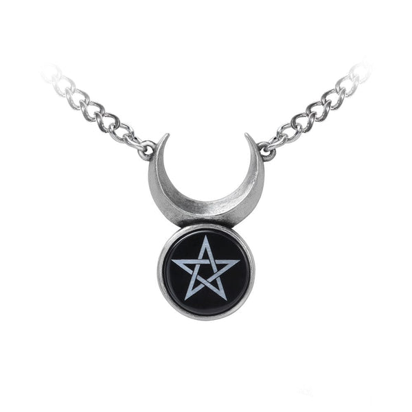 Gothic Moon Pentagram Pendant Necklace