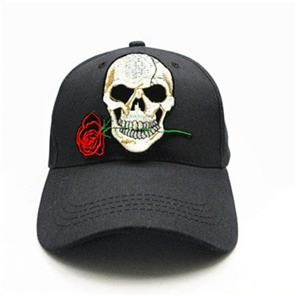 Rose Skull embroidery Adjustable Snapback Cap