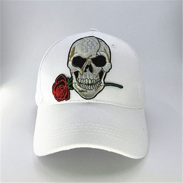 Rose Skull embroidery Adjustable Snapback Cap