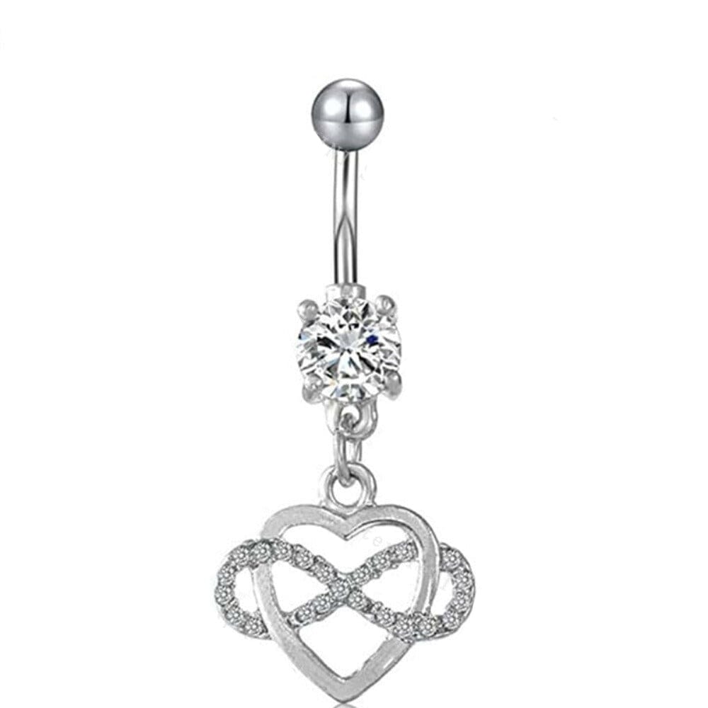 Drop Heart Crystals Belly Button Ring Navel Piercing