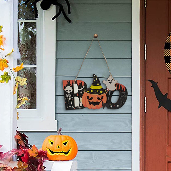 Halloween Wood Pumpkin, Ghost, or Skull Plaque Hanging Sign