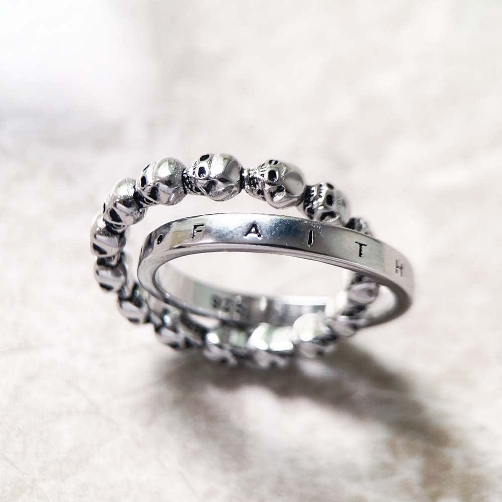 Skull, Love, Faith, Hope Vintage Sterling Silver Ring