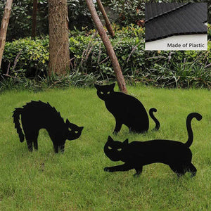 Halloween Black Cat Garden Silhouette Stakes Yard Decor