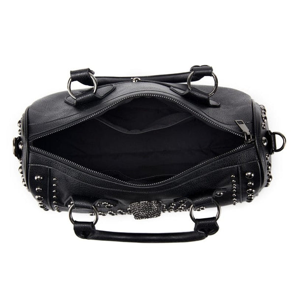 Women's Large Capacity Black Skull Handbag