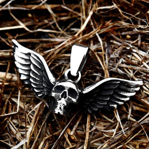 Skull Open Wings Stainless Steel Pendant Jewelry