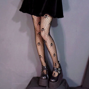Black Skulls Tights Fishnet Stockings – Everything Skull Clothing  Merchandise and Accessories
