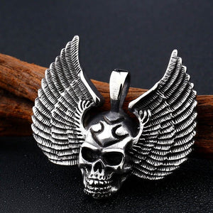 Skull Head Wings Spread Stainless Steel Pendant Jewelry