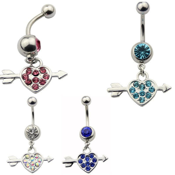 Heart Belly Button Ring Navel Piercing 4 Colors