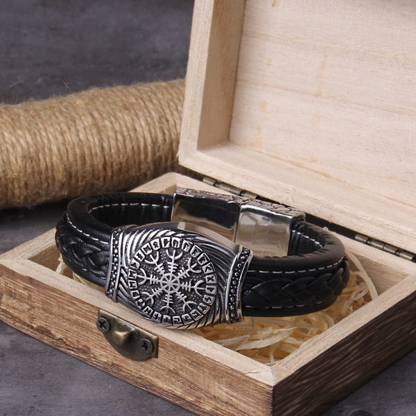 Stainless Steel Viking Compass Pendants Bangle Bracelet
