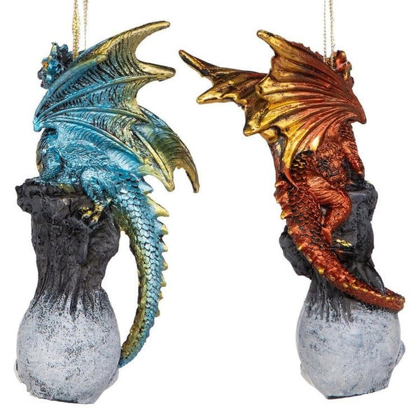 Set Of 2 Dragons Skull Holiday Ornaments