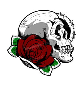 Skull with Rose and Barbed Wire Image | Instant Download | Digital File | SVG | JPG | PNG | EPS