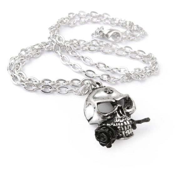 Skull Black Rose Pendant Necklace
