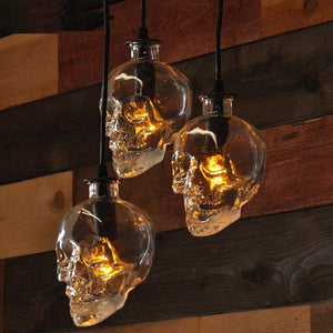 Skull Head Clear Glass Pendant Light Indoor Decor