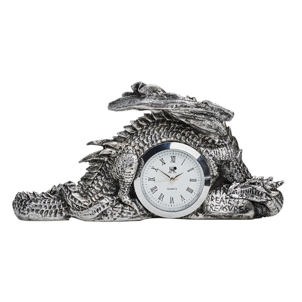 Sleeping DragonOn An Engraved Stone Desk Clock
