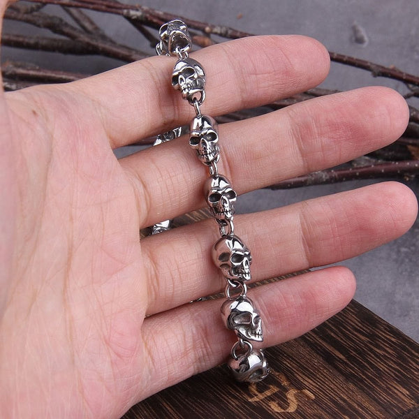 Stainless Steel Skull Charm Chain Bracelet