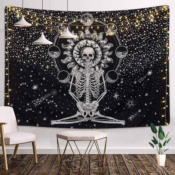 Sun Moon Black Skull Home Bedroom Decor Blanket 12 Patterns