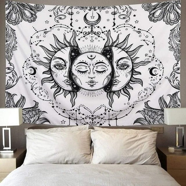 Sun Moon Black Skull Home Bedroom Decor Blanket 12 Patterns