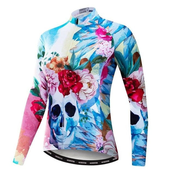 Women's Long Sleeve Cycling Jersey Bicycle Clothing Skull Print 5 Patterns