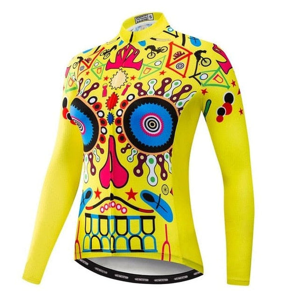 Women's Long Sleeve Cycling Jersey Bicycle Clothing Skull Print 5 Patterns