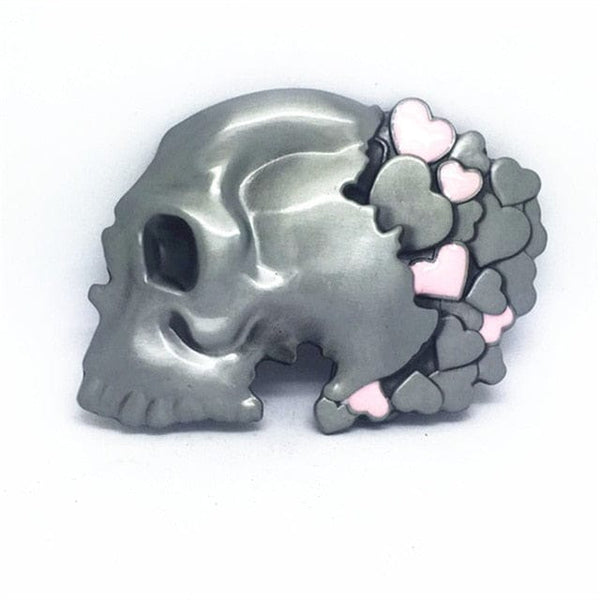 Original Skull Black or Pink Hearts Metal Belt Buckle