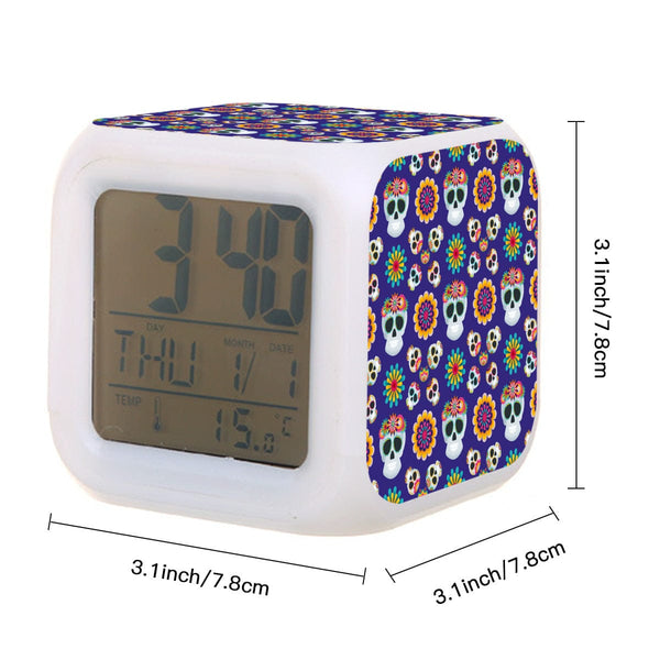 Skull Colorful  Mood Alarm Clock With Soft Rubber Cover