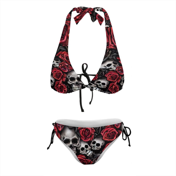 Women's Two Piece Skull Roses Swimsuit