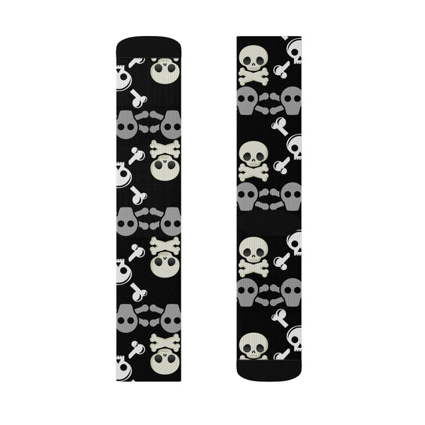 Skull Gray & White Crossbones Sublimation Socks