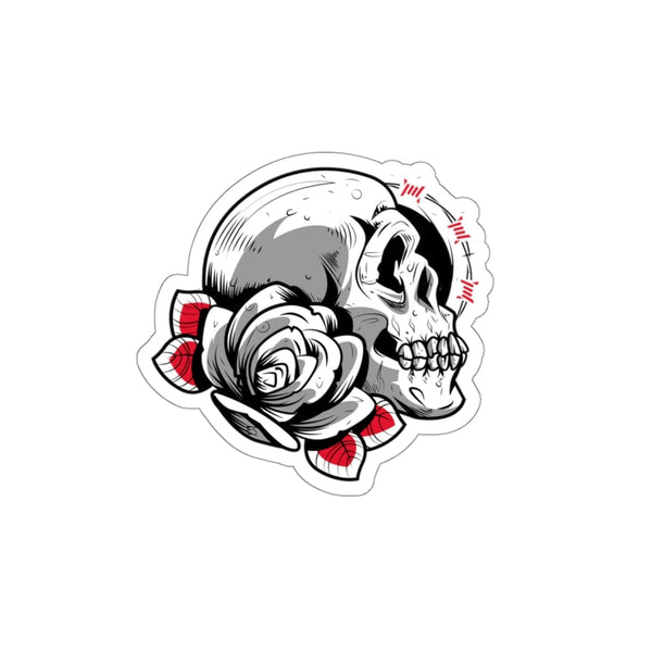 ES Skull with Rose/Barb Wire - Original Skull Die-Cut Stickers